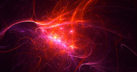3D rendering abstract red fractal light background