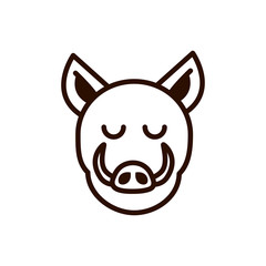 Fototapeta na wymiar cute face wild boar animal cartoon icon thick line