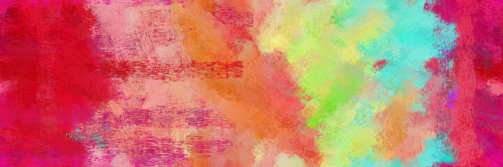 repeatable design painted art with moderate red, light green and dark salmon color