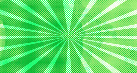 Vintage colorful comic book background. Green blank bubbles of different shapes. Rays, radial, halftone, dotted effects. For sale banner for your designe 1960s. Copy space vector eps10.