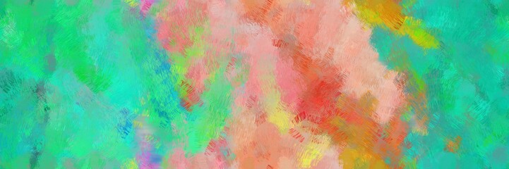 banner illustration painted brush with light sea green, dark salmon and dark sea green color