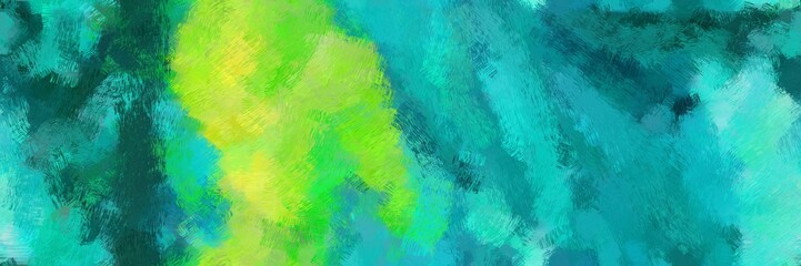 colored design painted brush with light sea green, yellow green and lime green color - obrazy, fototapety, plakaty