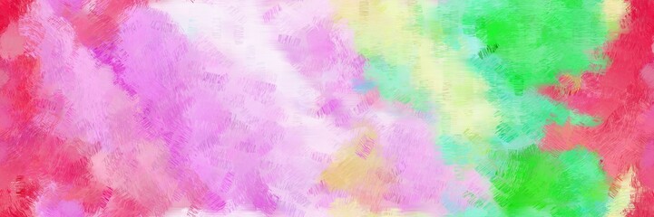 horizontal illustration drawing with thistle, pastel green and moderate pink color