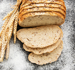 Top view of sliced bread