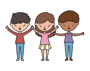 happy girl and boys friends celebration