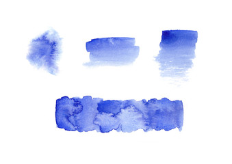 Watercolor abstract blue background, blue stains