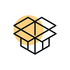 cardboard box delivery shopping line style dot color
