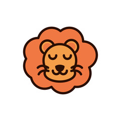 cute face lion animal cartoon icon