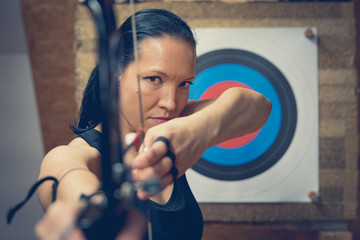 sports archery at the shooting range, competition for the most points to win the cup