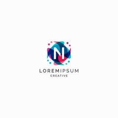 Letter N Abstract Initial Logo Design Template. Colorful Overlay Vector Illustration