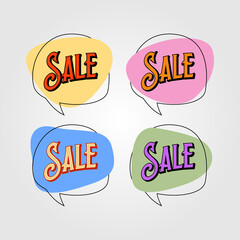 colorful vintage bubble sale logo set vector retro icon sign symbol