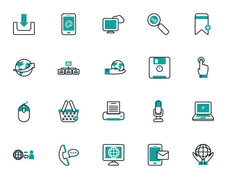 Digital and technology icon set vector design