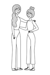 Cute women cartoons drawing vector design