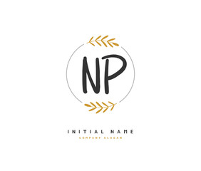 N P NP Beauty vector initial logo, handwriting logo of initial signature, wedding, fashion, jewerly, boutique, floral and botanical with creative template for any company or business.