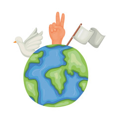 Hand and planet of human rights concept vector design