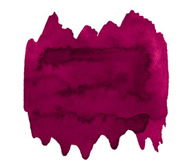 Watercolor Persian red is a trend color, bright isolated spot with divorces and borders. Burgundy watercolor frame with copy space for text.