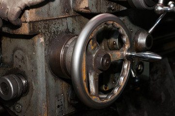 Lathe machine in workshop. metalworking on a lathe