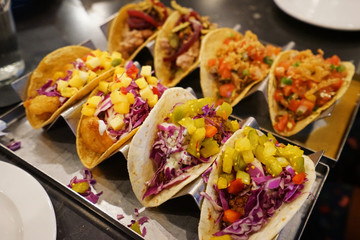 Close up assorted Taco -Mexican food