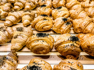 closeup of yummy and delicious cheese croissant  
