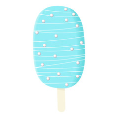 One blue Stick ice cream Stick, dotted spotted white icing and dressing Summer sweetmeat,
