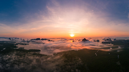 Obraz premium aerial view landscape at morning samet nangchee viewpoint phang nga Thailand