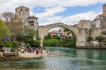 Old Bridge on the Neretva River in the city of Mostar, Bosnia and Herzegovina