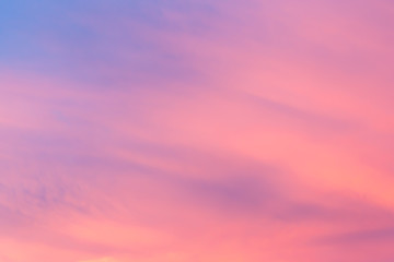 Abstract fantasy aerial view pastel background, Pink sunlight on sweet colorful sky and purple cloud before sunset