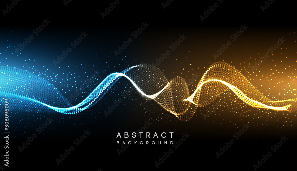 Poster hi-tech futuristic techno background, neon shapes and dots. technology connection, big data, dotted 