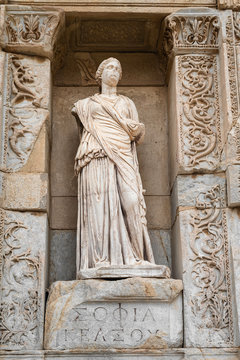 Statue of Sophia in the library of Celsus in the ancient Greek-Roman city of Ephesus