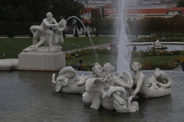 Artistic fountain at Belvedere Palace, Vienna