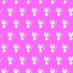 Cute seamless pattern with hearts and cats. Romantic texture for backgrounds, wrapping paper, packaging, greeting cards, prints, covers, fabric, textile, birthday, Valentine's Day