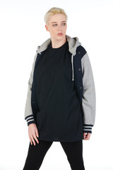 Blank t-shirt mock-up - Beautiful retro sports fashion girl ready for your design