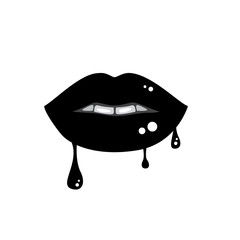 Vector of human lip in black colour.