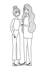 Cute women cartoons drawing vector design