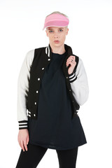 Blank t-shirt mock-up - Beautiful retro sports fashion girl ready for your design