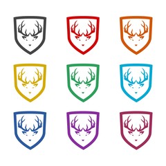 Deer color icon set isolated on white background