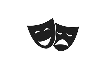 comedy and tragedy masks on white background