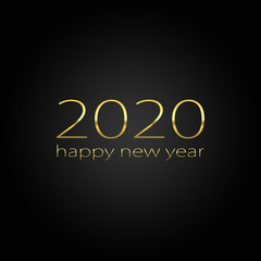 2020 happy new year with golden lettering on a black background