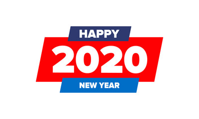 New Year 2020. Merry Christmas. Happy holiday, celebration event. Greeting card. Creative number. Typography design. Congratulation flyer. Simple text template. Poster, invitation, and banner. Vector