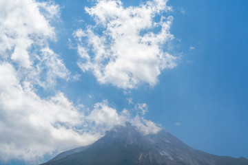 View of Mount Merapi in Indonesia, active volcano in the world, Yogyakarta, Indonesia