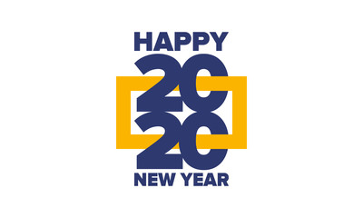 New Year 2020. Merry Christmas. Happy holiday, celebration event. Greeting card. Creative number. Typography design. Congratulation flyer. Simple text template. Poster, invitation, and banner. Vector