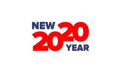 New Year 2020. Merry Christmas. Happy holiday, celebration event. Greeting card. Creative number. Typography design. Congratulation flyer. Simple text template. Poster, invitation, and banner. Vector