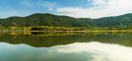 Panoramic view of Golcuk Lake in Odemis, Izmir