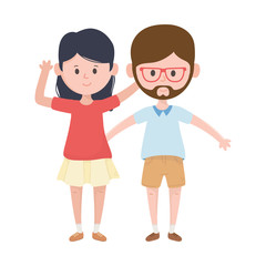Obraz premium young couple standing characters cartoon
