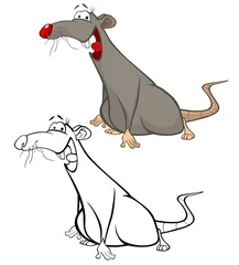 Deurstickers Vectorillustratie van een schattig stripfiguur Rat voor u ontwerp en computerspel. Kleurboek overzichtsset © liusa