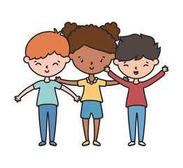 happy girl and boys friends celebration