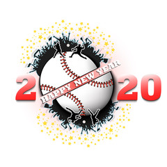 Happy new year 2020 and baseball ball