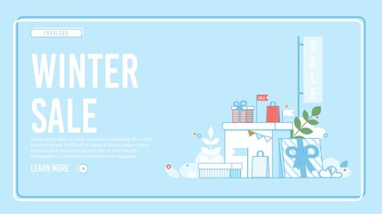 Winter Sale Design Landing Page Layout in Frame