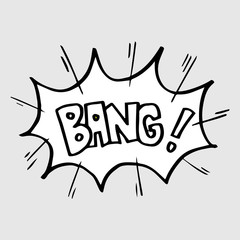 Hand drawn comic speech bubbles with emotion and text bang. vector doodle comic explosion cartoon illustrations isolated for posters, banners, web, and concept design