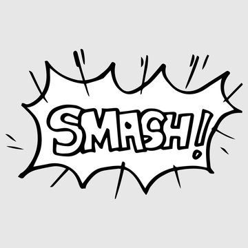 Hand drawn comic speech bubbles with emotion and text smash. vector doodle comic explosion cartoon illustrations isolated for posters, banners, web, and concept design